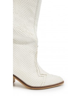 Nightfall boots in White Textured Leather